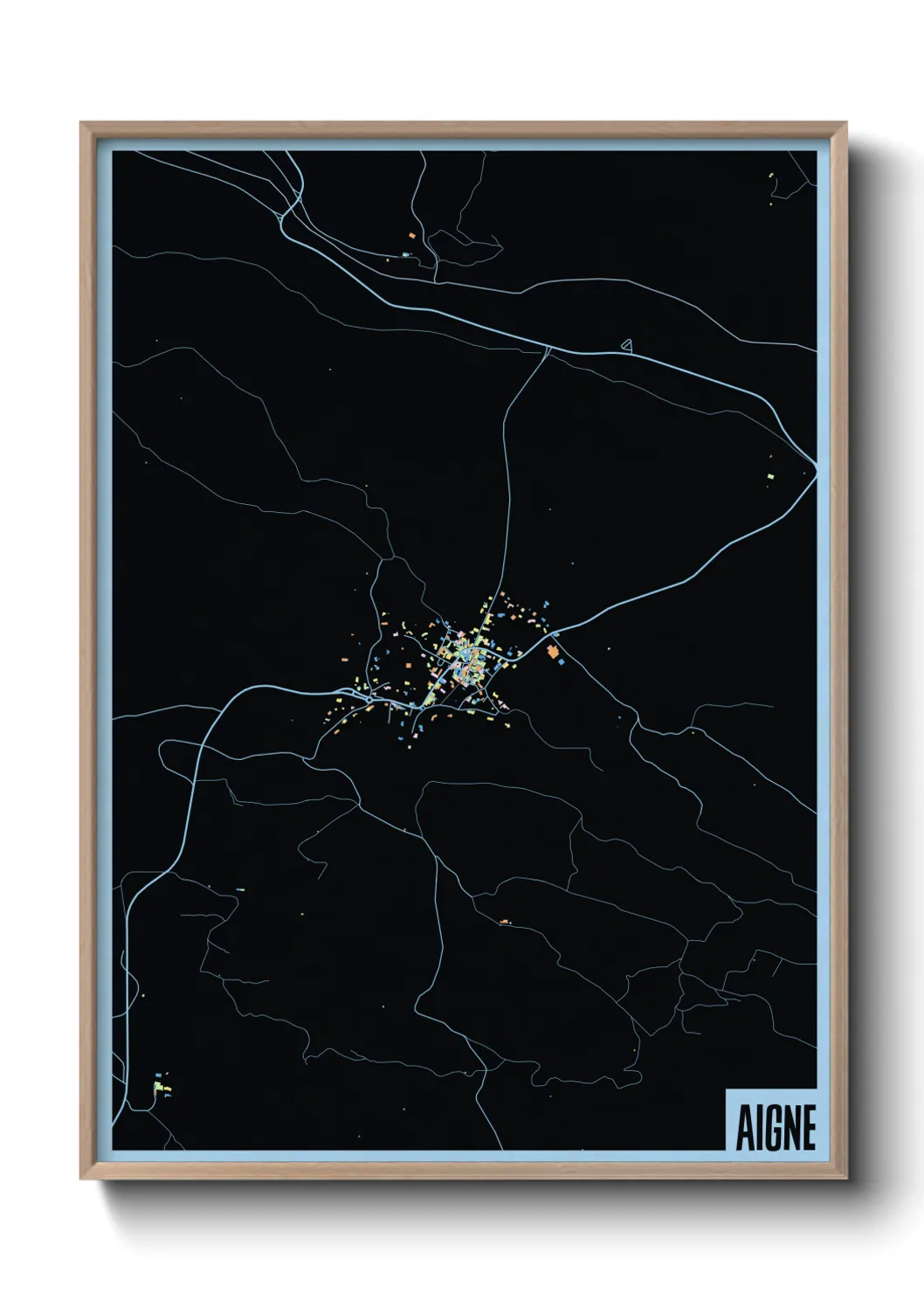 Une affiche de carte sur Aigne