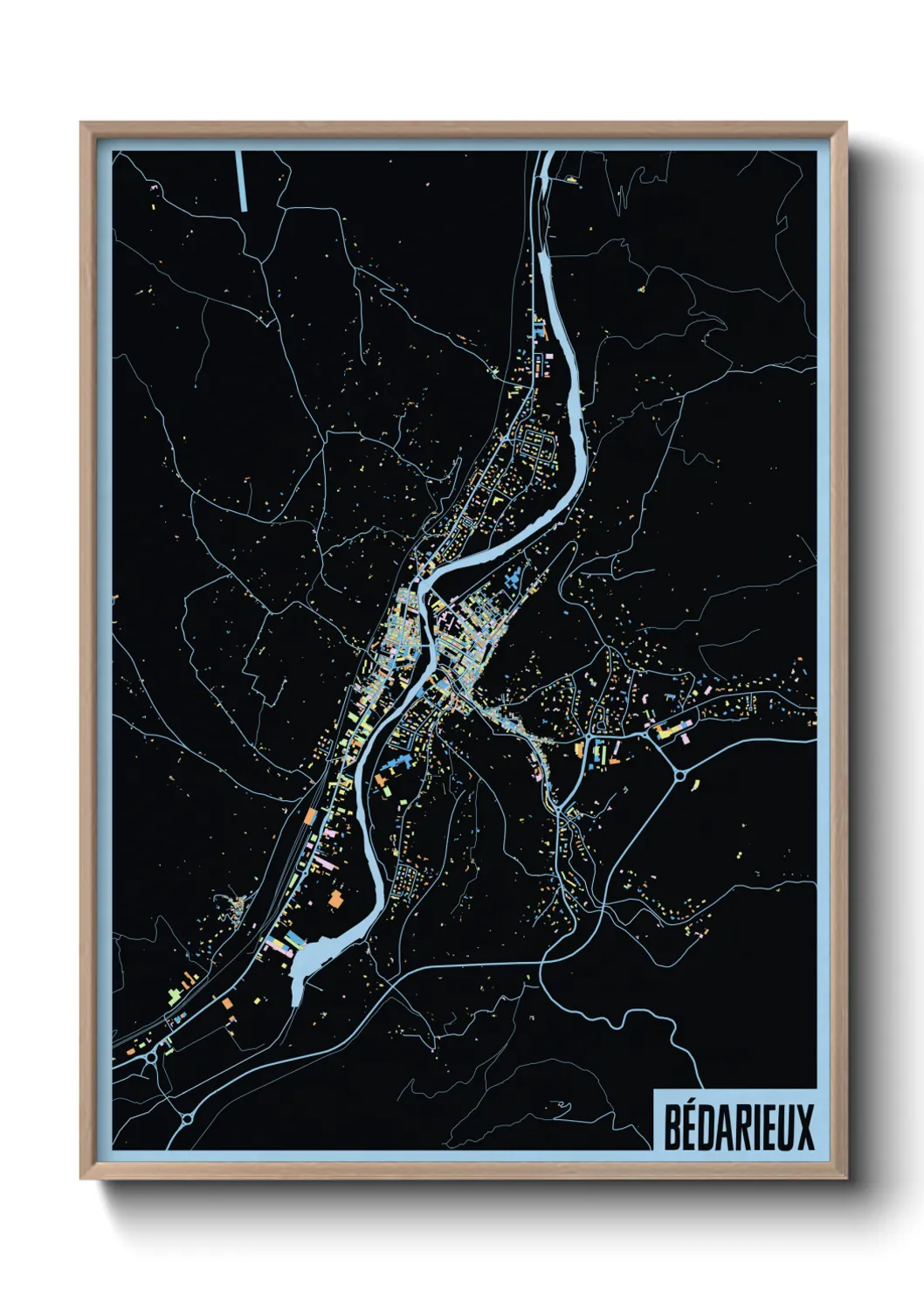 Une affiche de carte sur Bédarieux