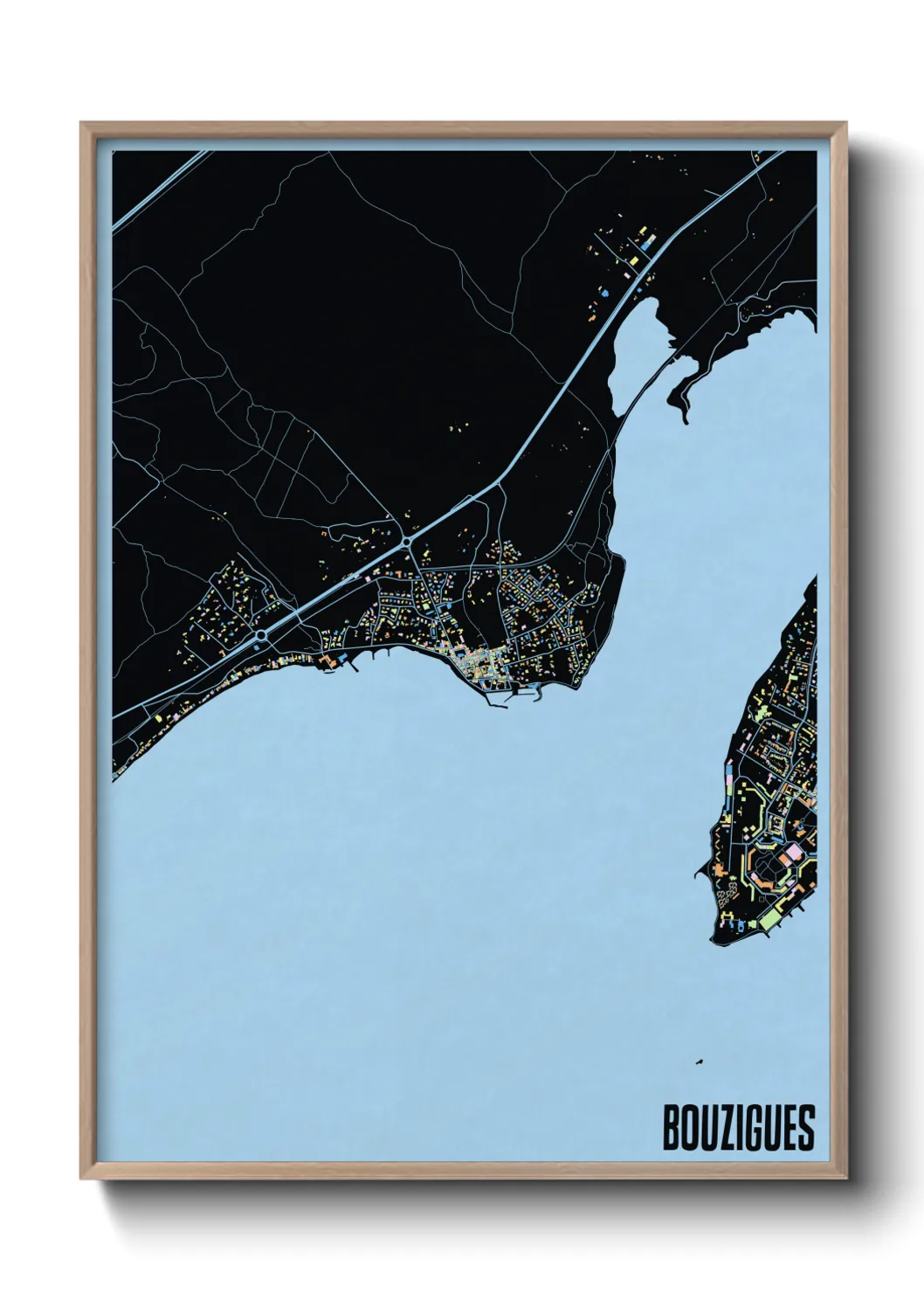 Une affiche de carte sur Bouzigues