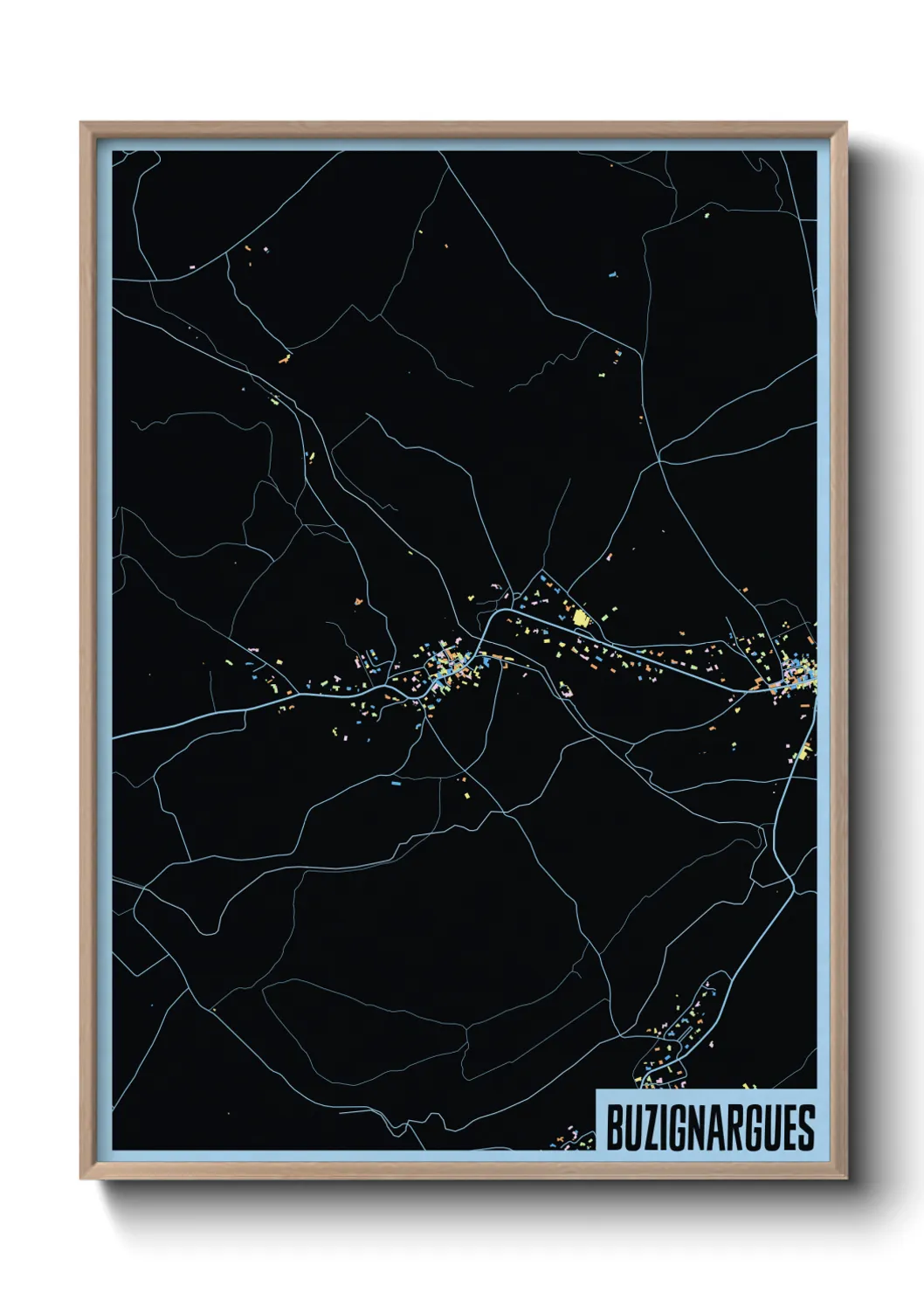 Une affiche de carte sur Buzignargues