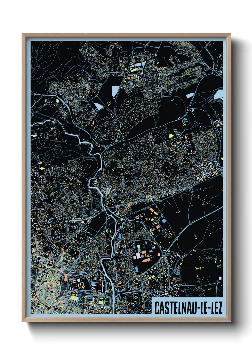 Une affiche de carte sur Castelnau-le-Lez