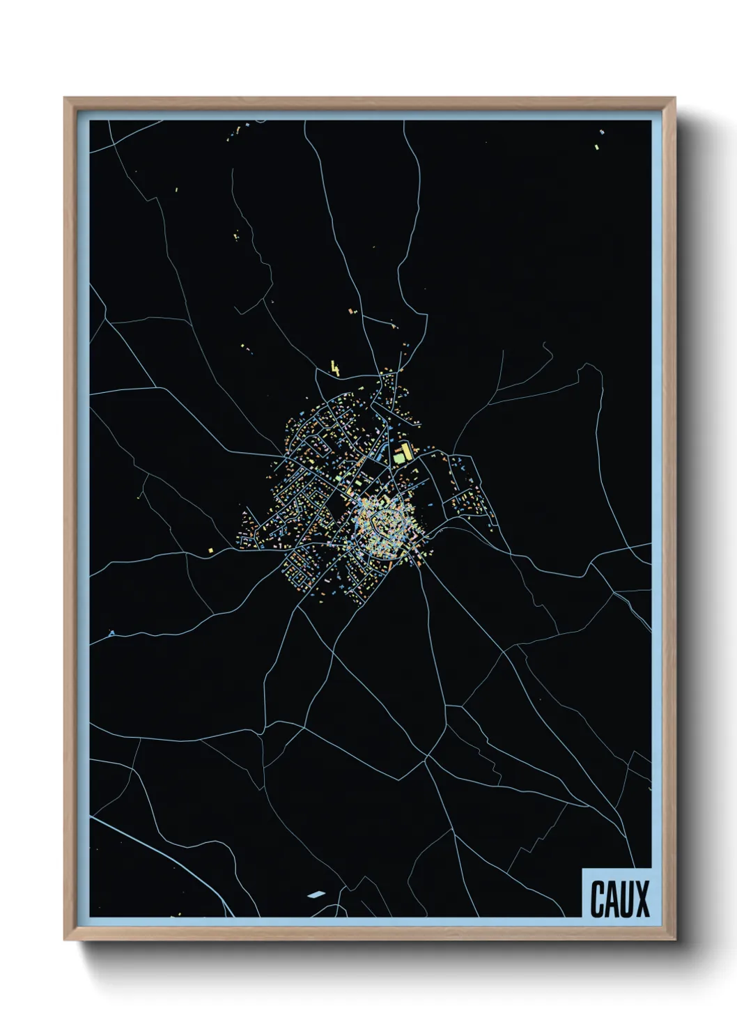 Une affiche de carte sur Caux