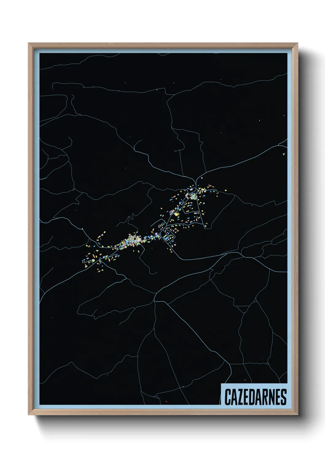 Une affiche de carte sur Cazedarnes