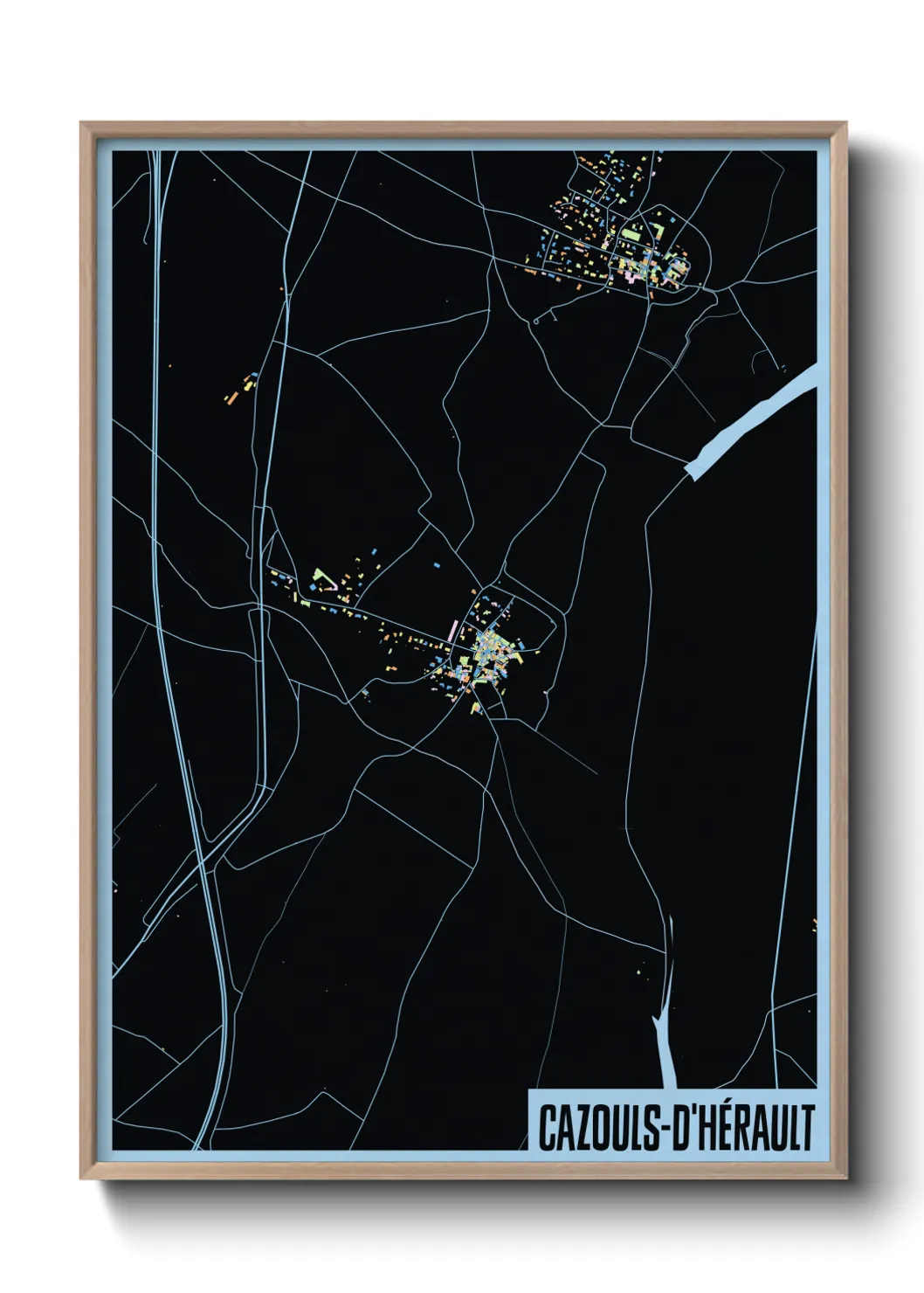 Une affiche de carte sur Cazouls-d'Hérault