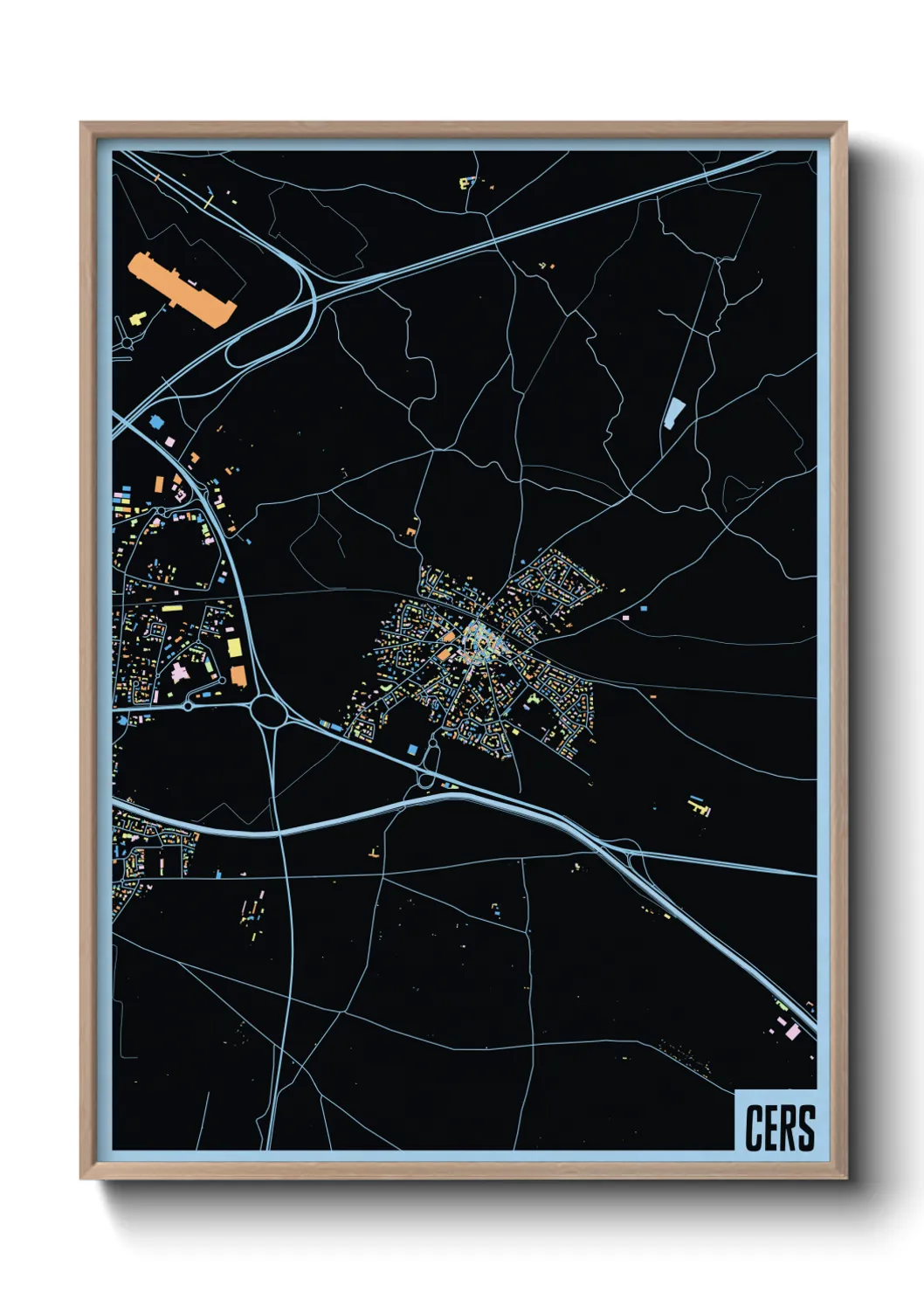 Une affiche de carte sur Cers