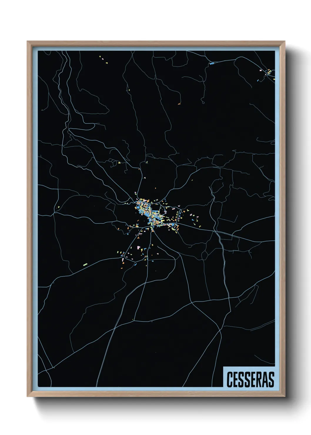 Une affiche de carte sur Cesseras