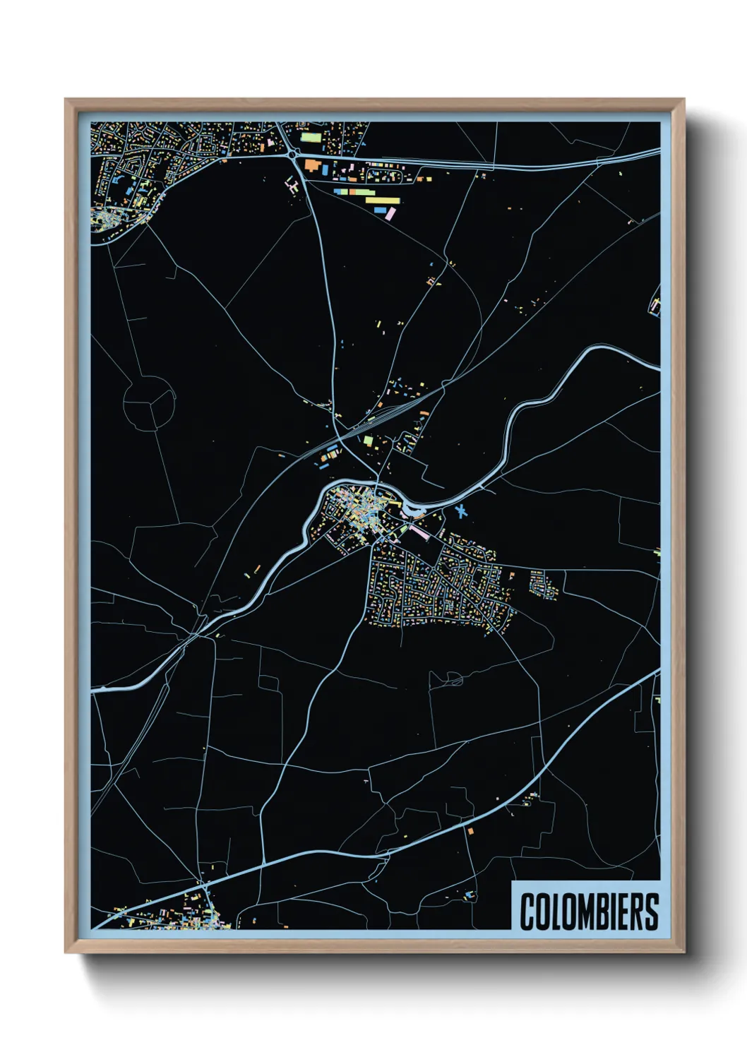 Une affiche de carte sur Colombiers