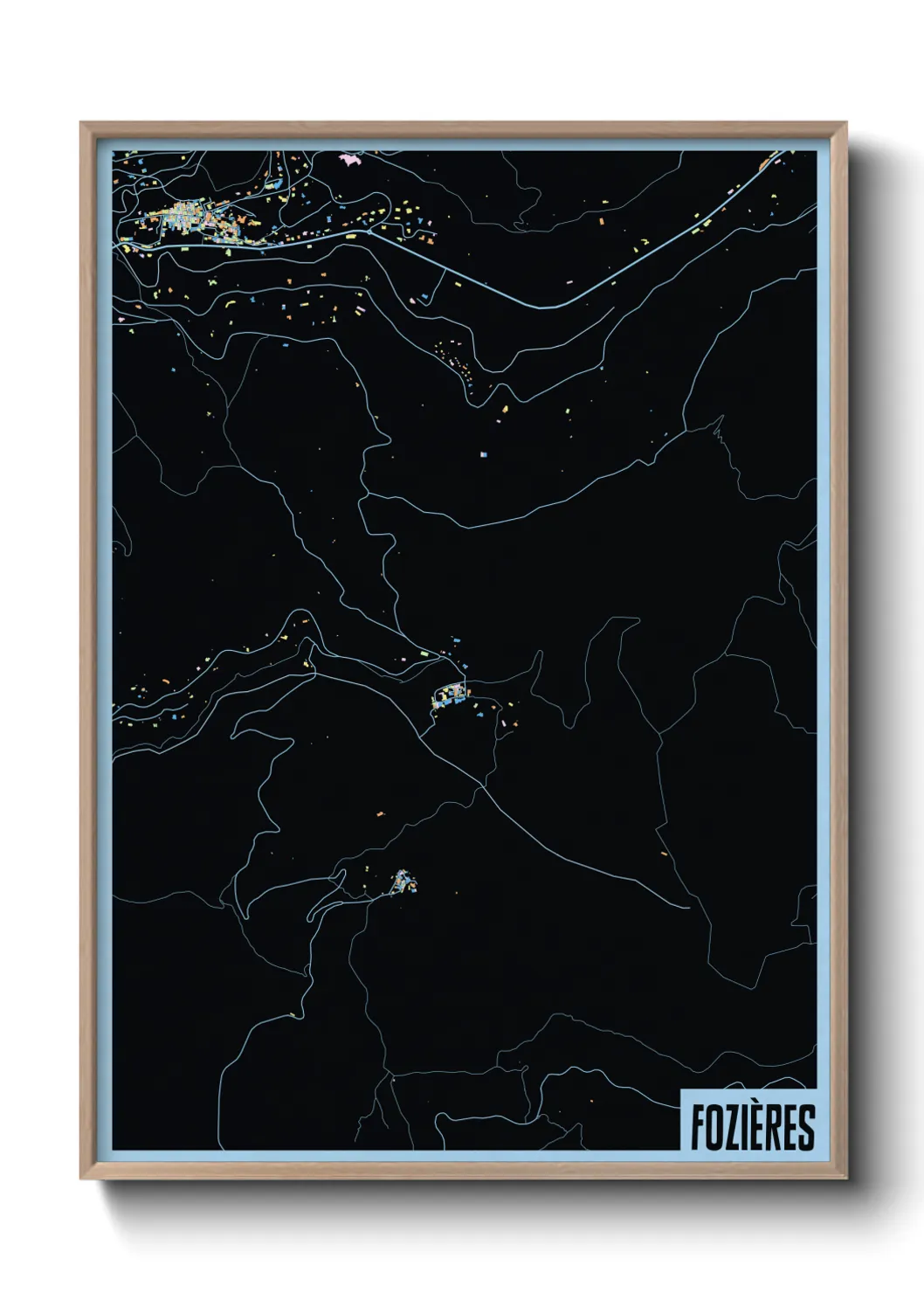 Une affiche de carte sur Fozières