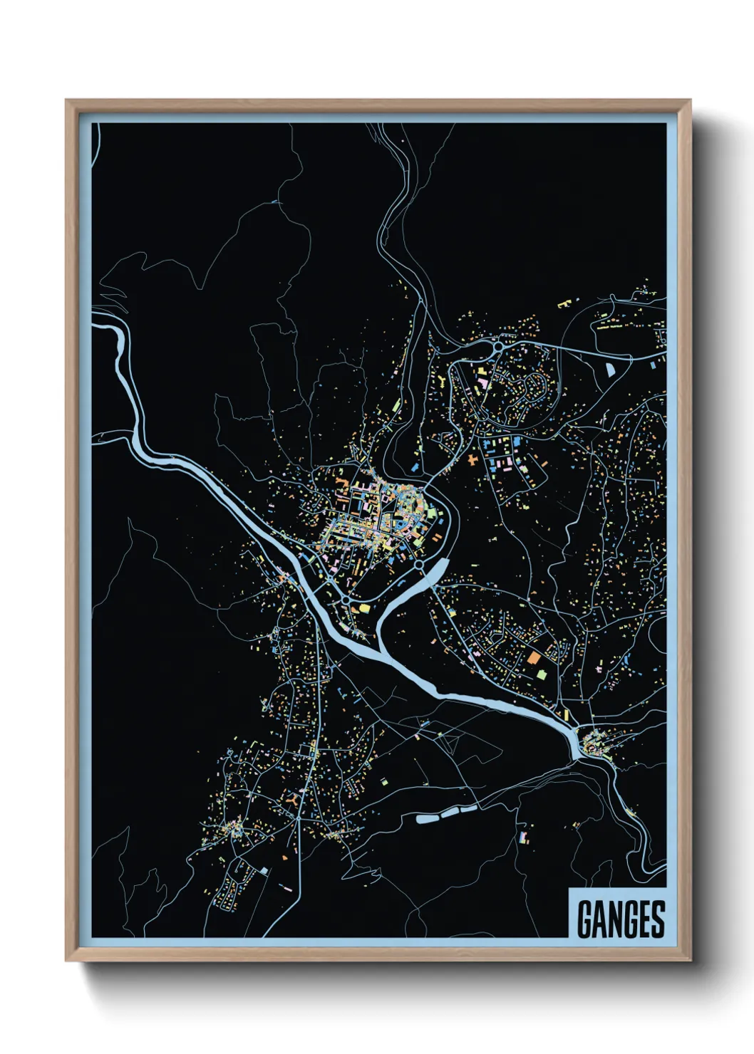 Une affiche de carte sur Ganges