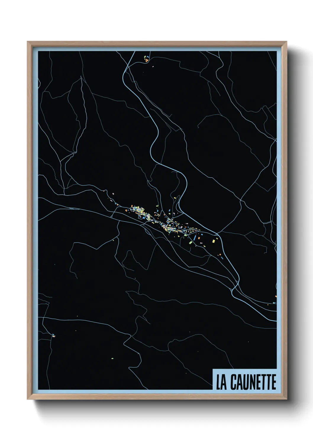 Une affiche de carte sur La Caunette