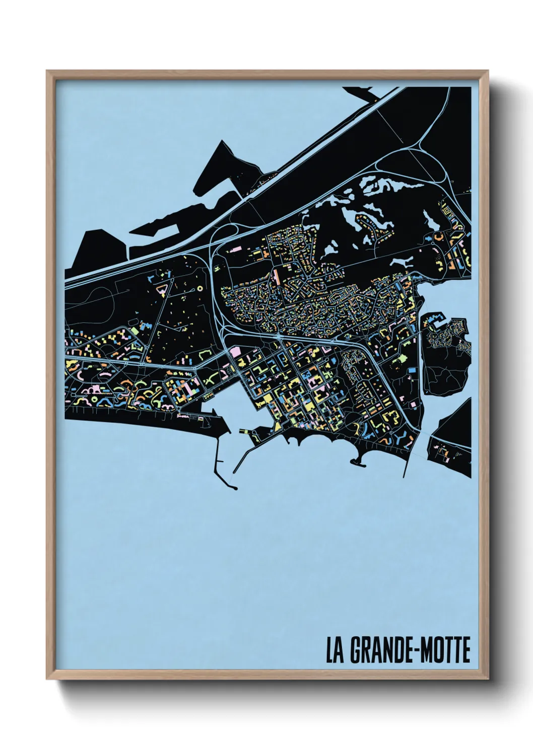 Une affiche de carte sur La Grande-Motte