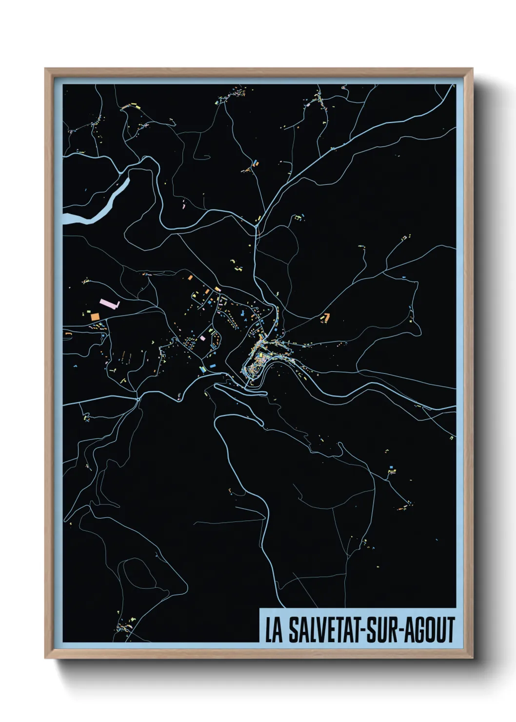 Une affiche de carte sur La Salvetat-sur-Agout