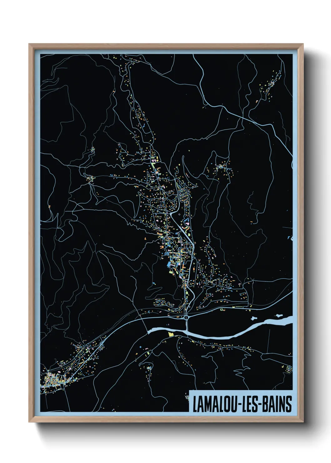 Une affiche de carte sur Lamalou-les-Bains