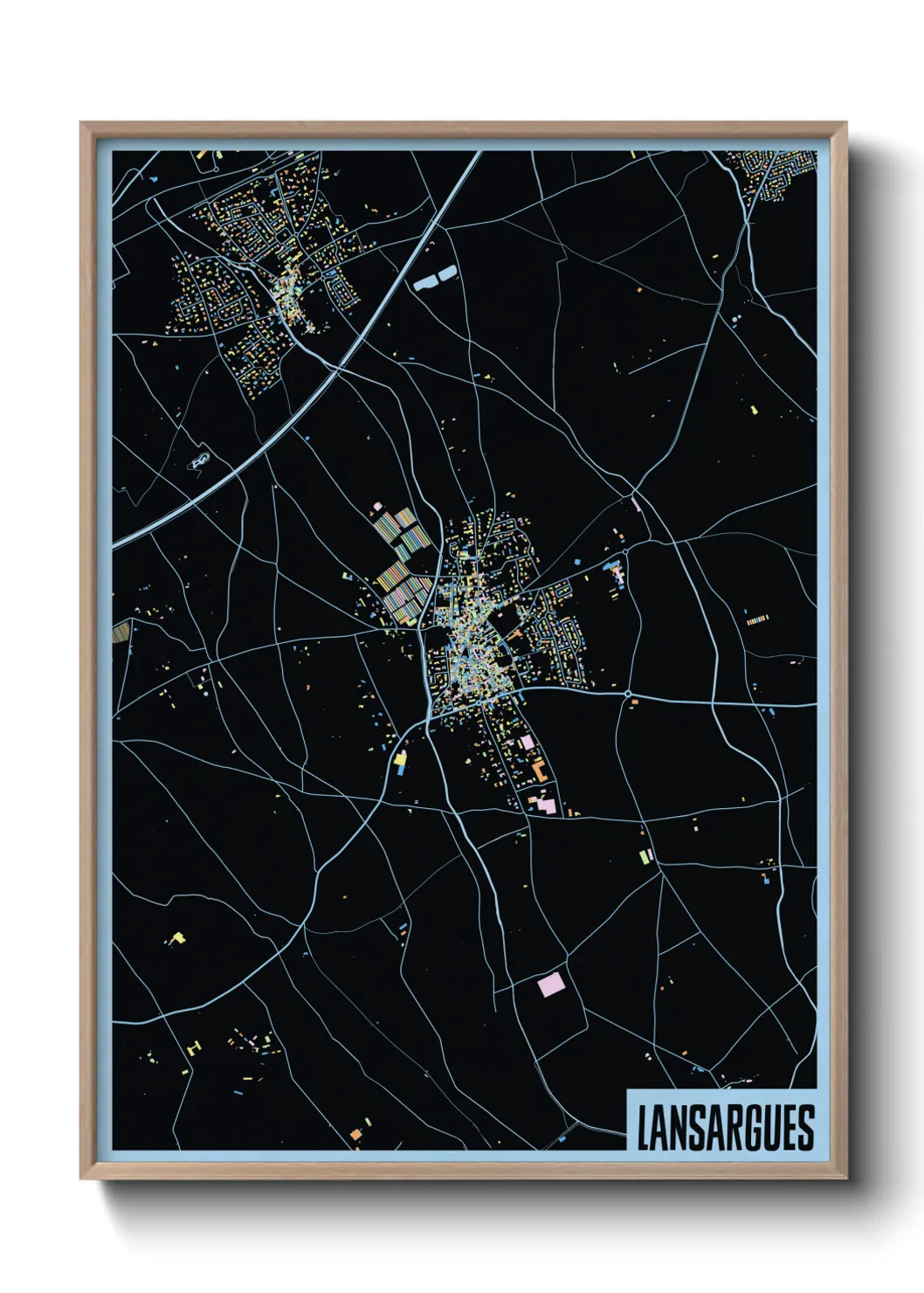 Une affiche de carte sur Lansargues