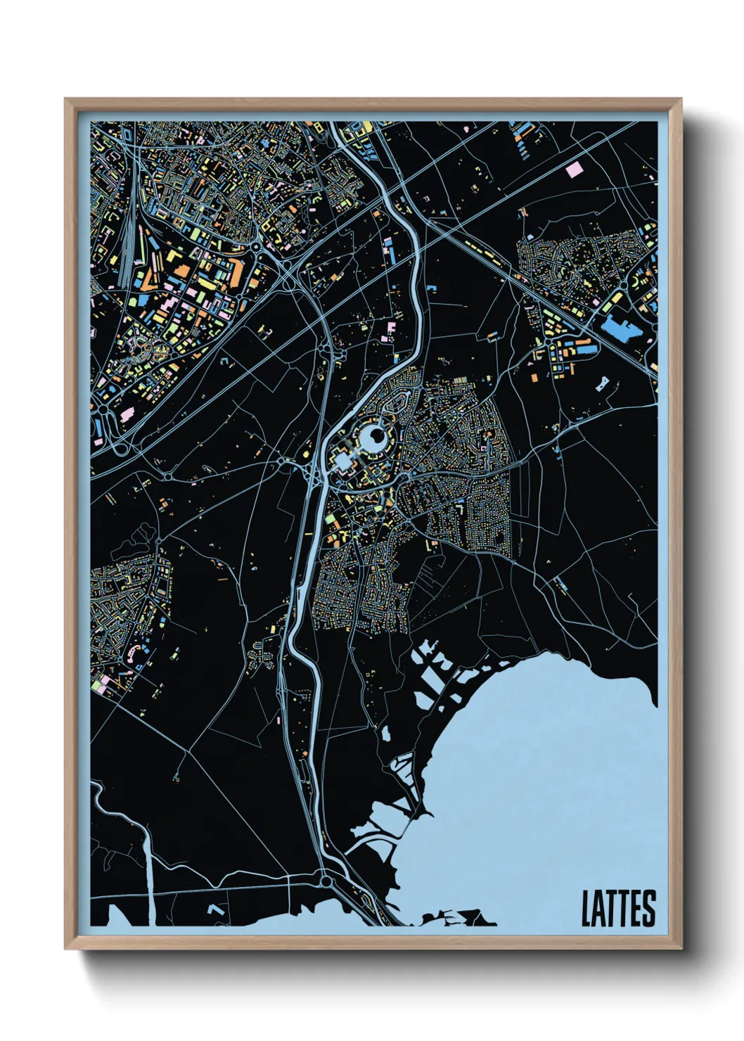 Une affiche de carte sur Lattes