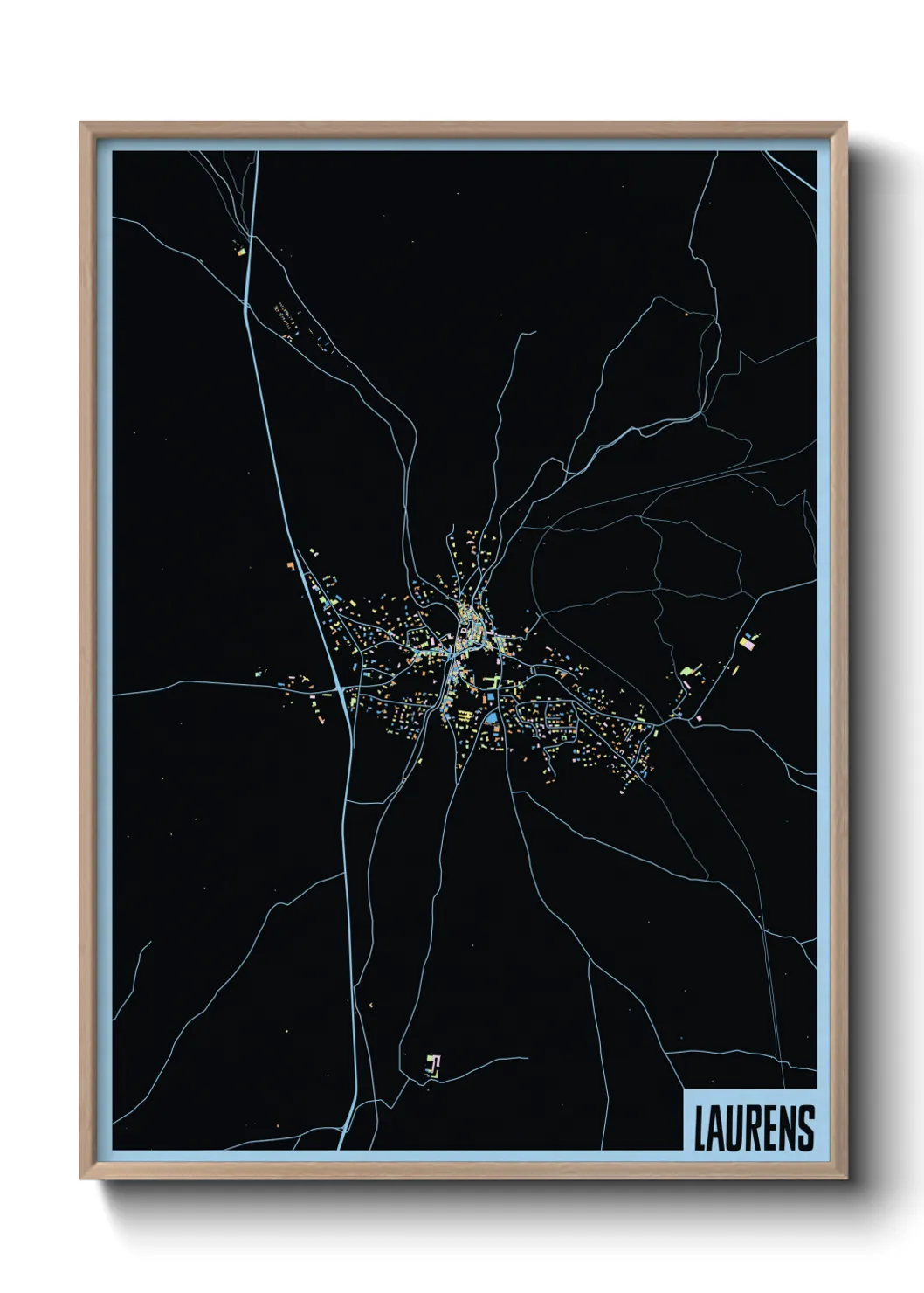 Une affiche de carte sur Laurens