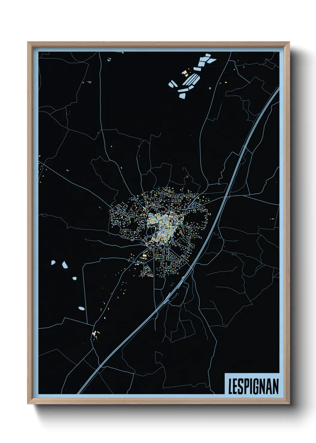 Une affiche de carte sur Lespignan