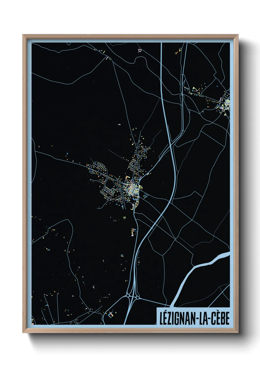 Une affiche de carte sur Lézignan-la-Cèbe