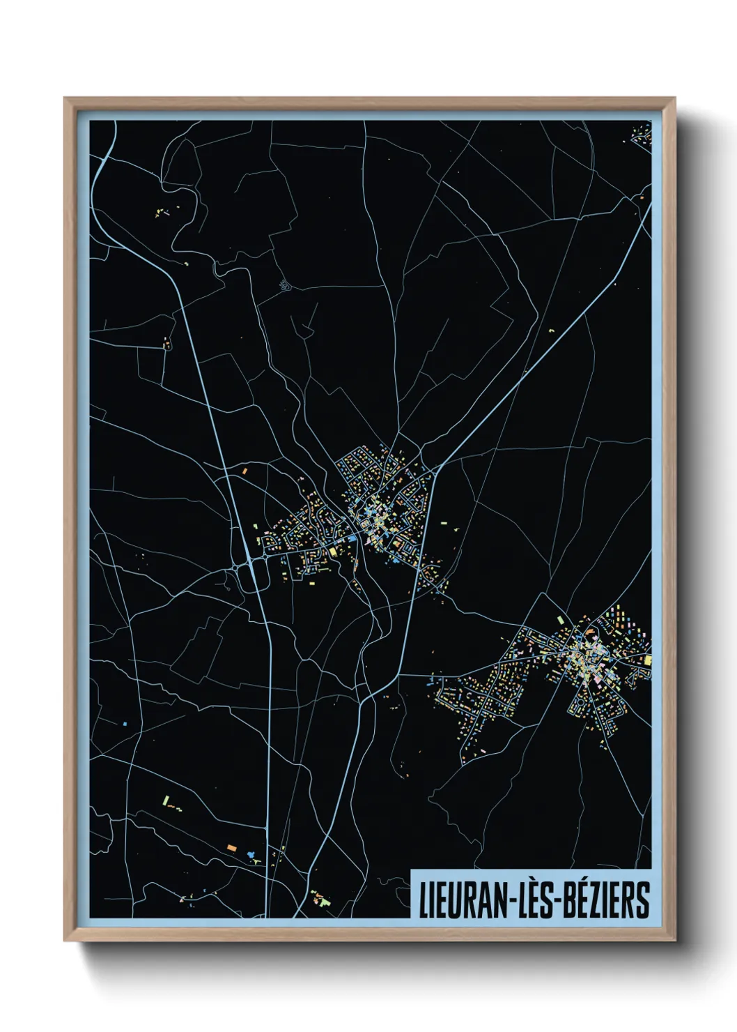 Une affiche de carte sur Lieuran-lès-Béziers