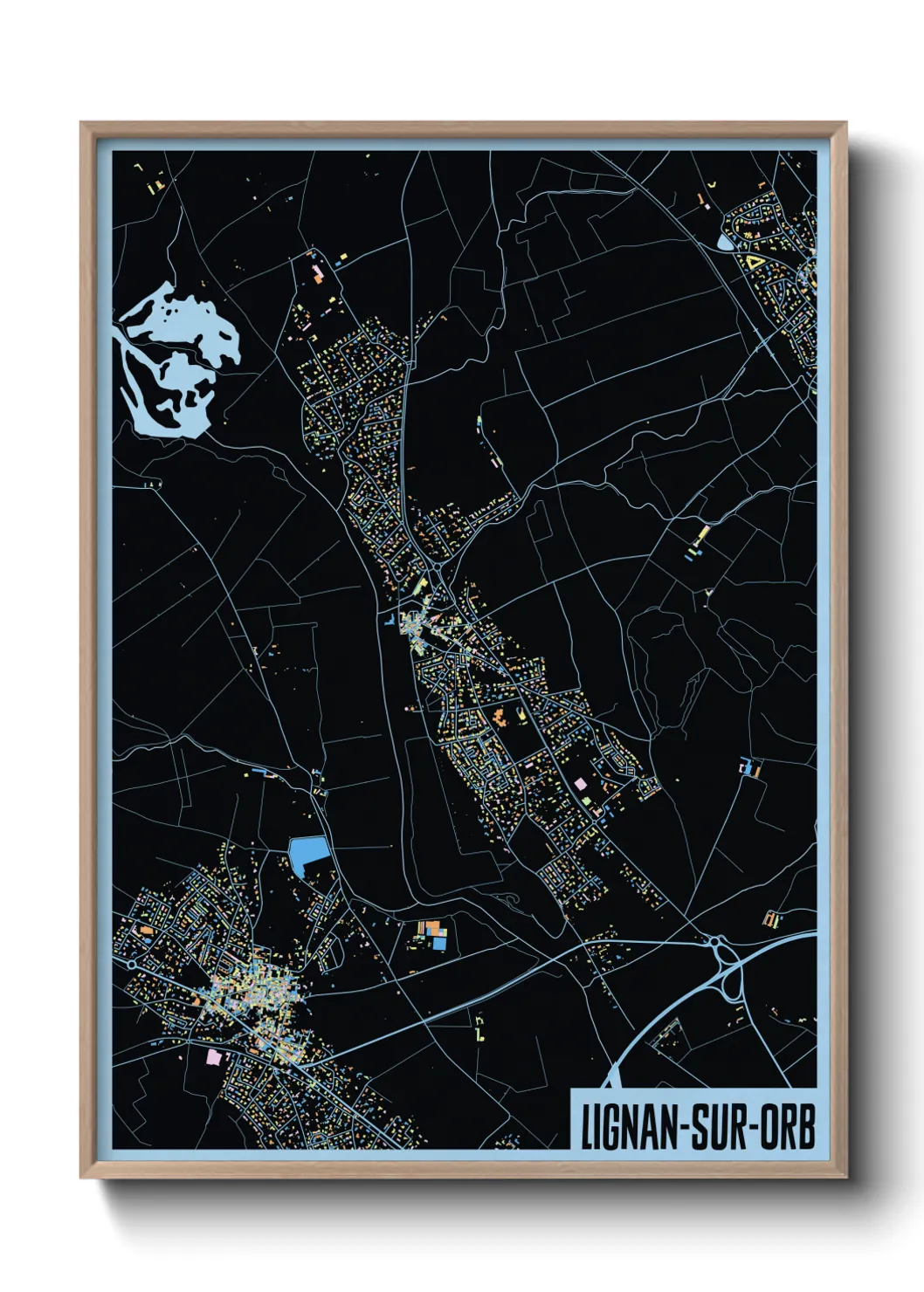 Une affiche de carte sur Lignan-sur-Orb