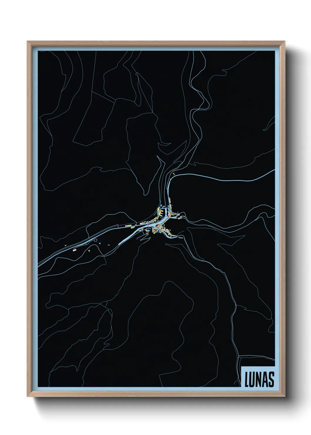 Une affiche de carte sur Lunas