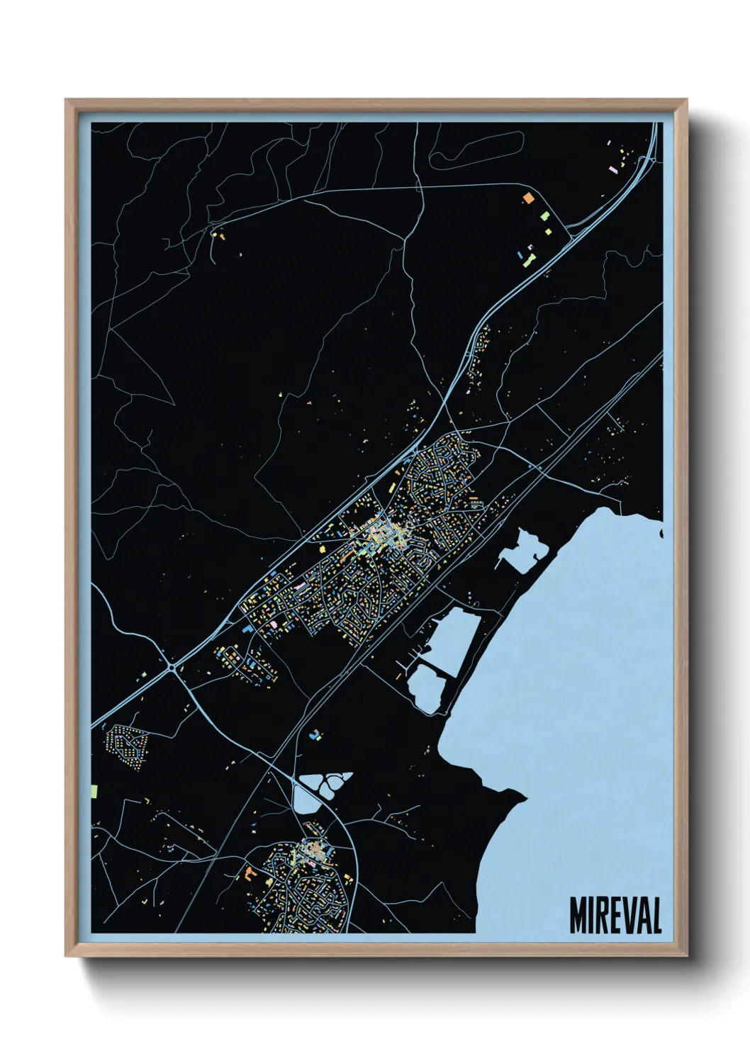 Une affiche de carte sur Mireval