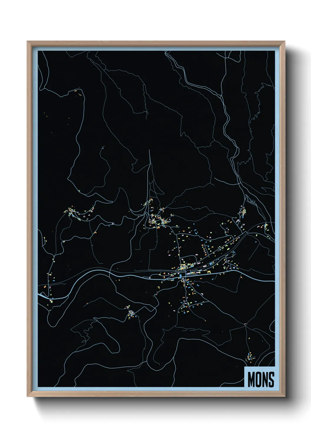 Une affiche de carte sur Mons