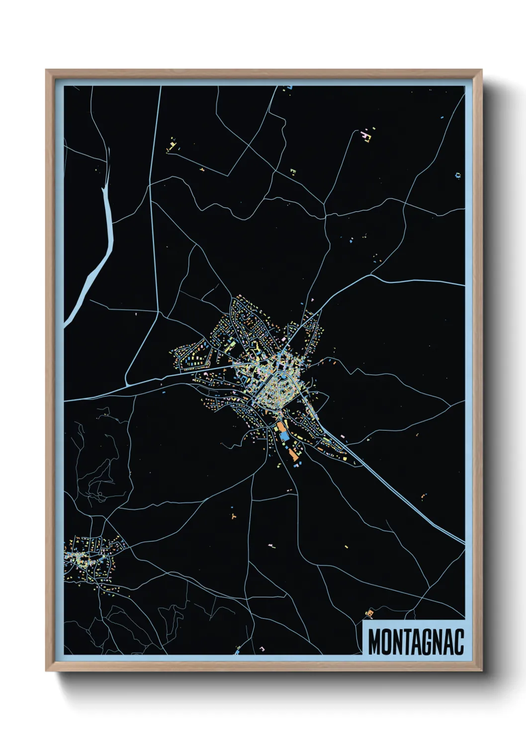 Une affiche de carte sur Montagnac