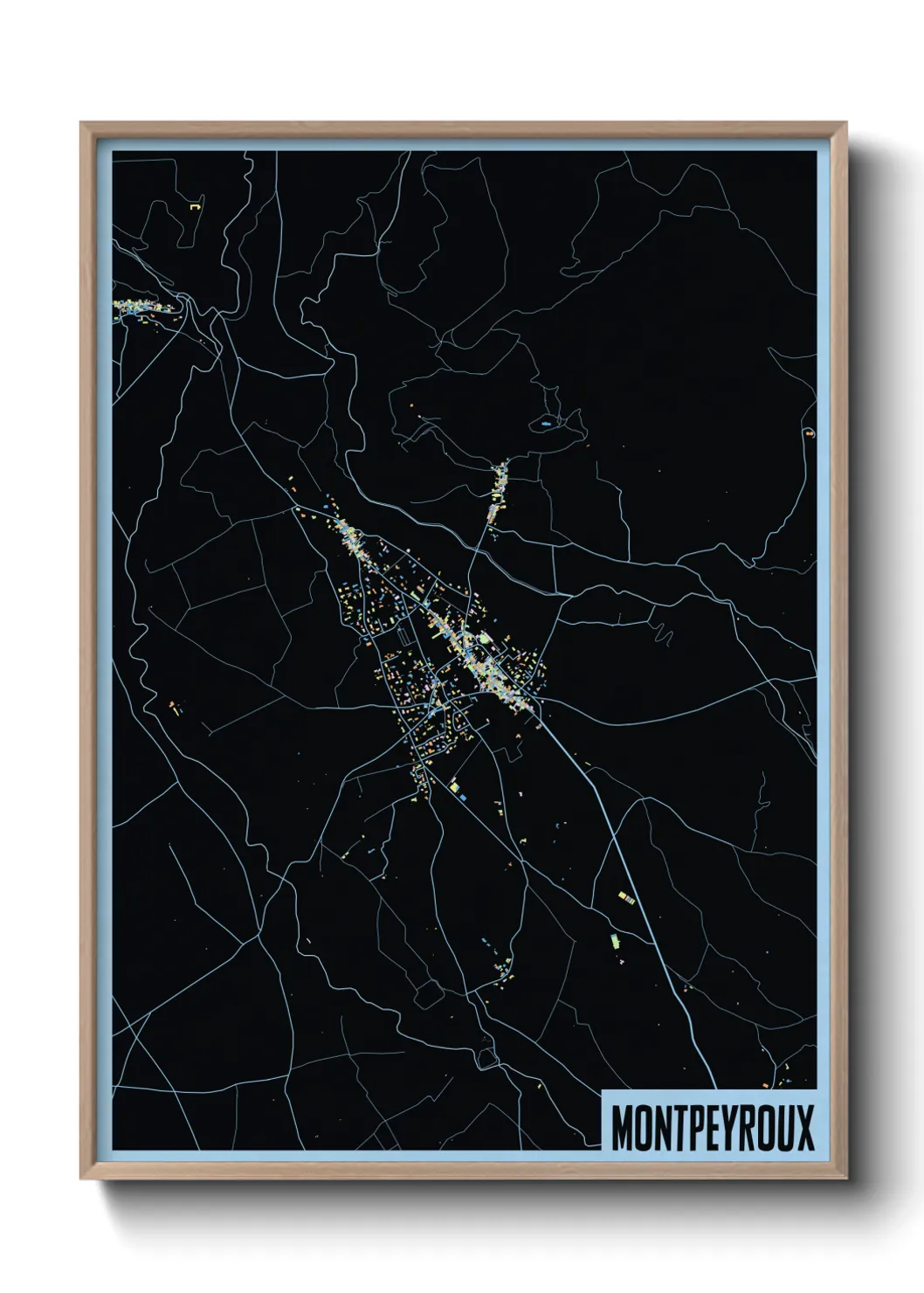 Une affiche de carte sur Montpeyroux