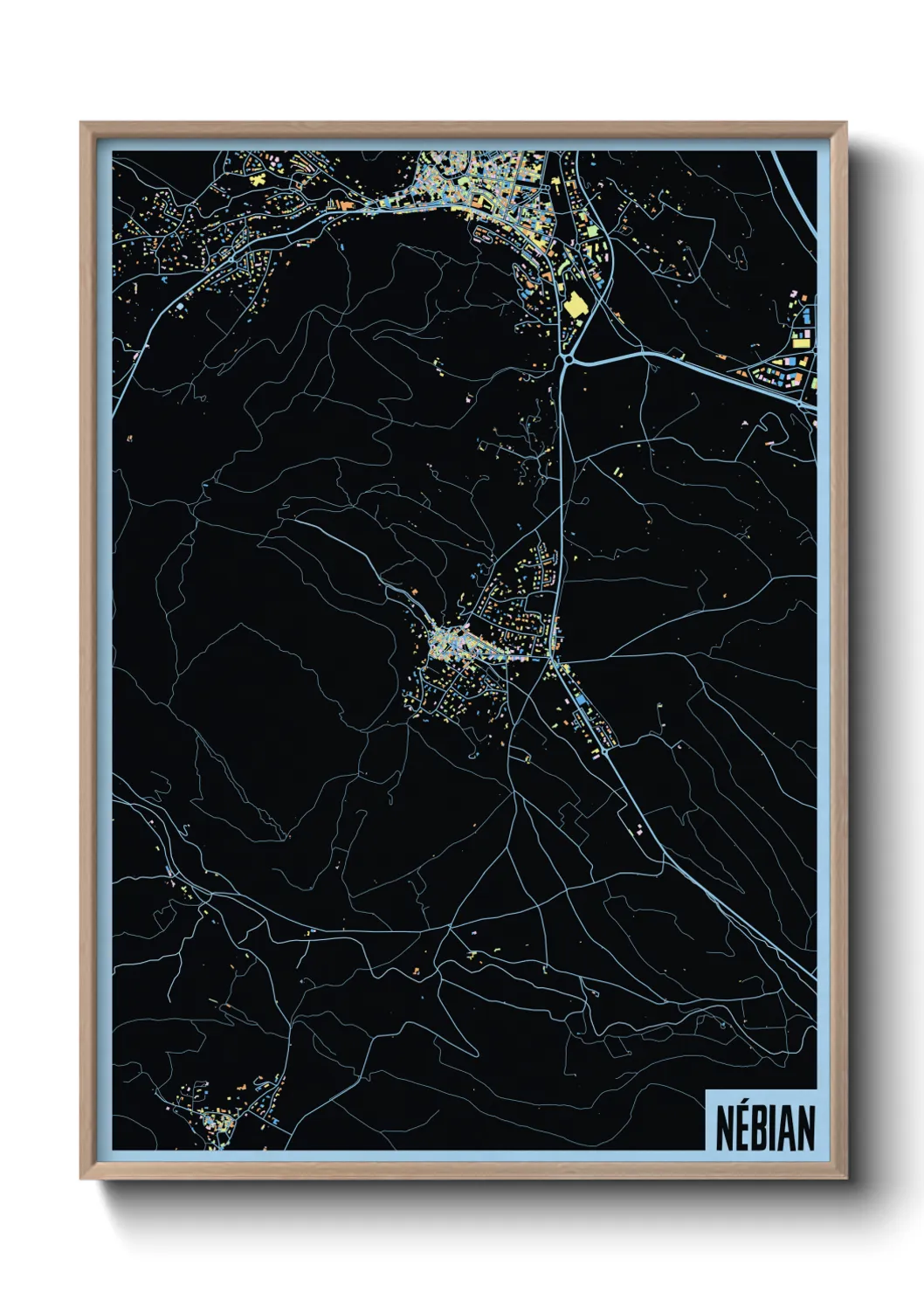 Une affiche de carte sur Nébian