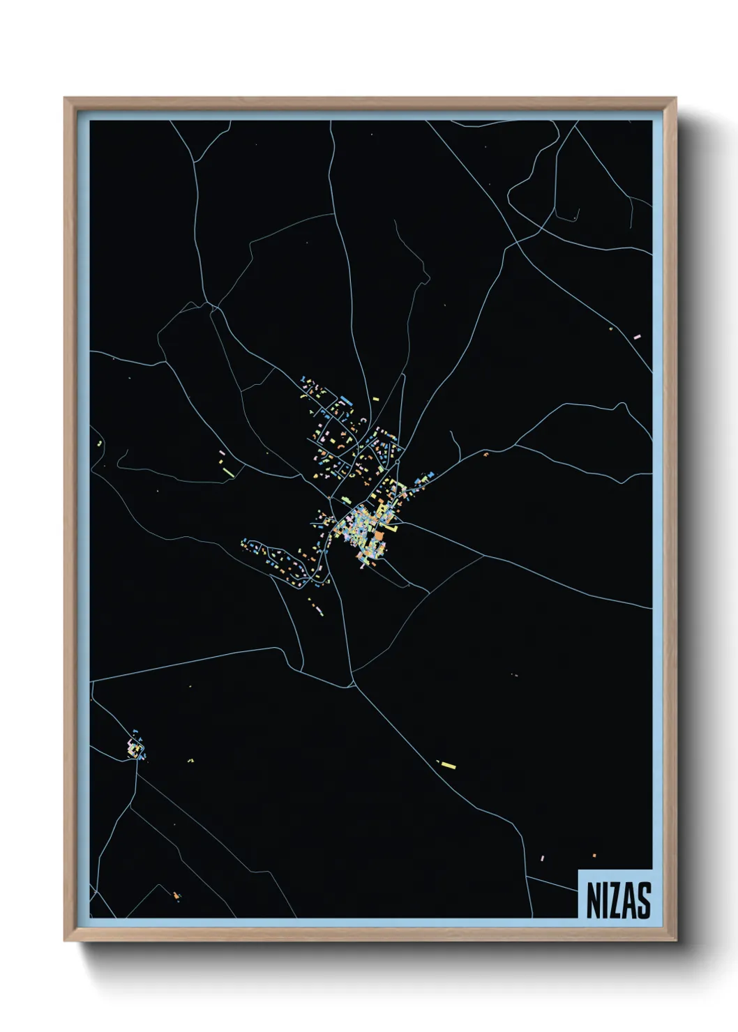 Une affiche de carte sur Nizas