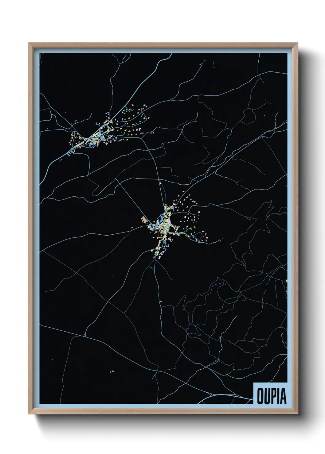 Une affiche de carte sur Oupia