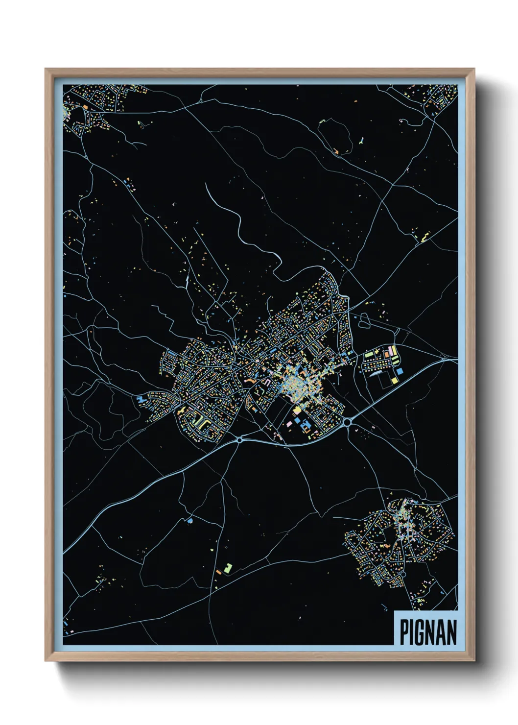 Une affiche de carte sur Pignan