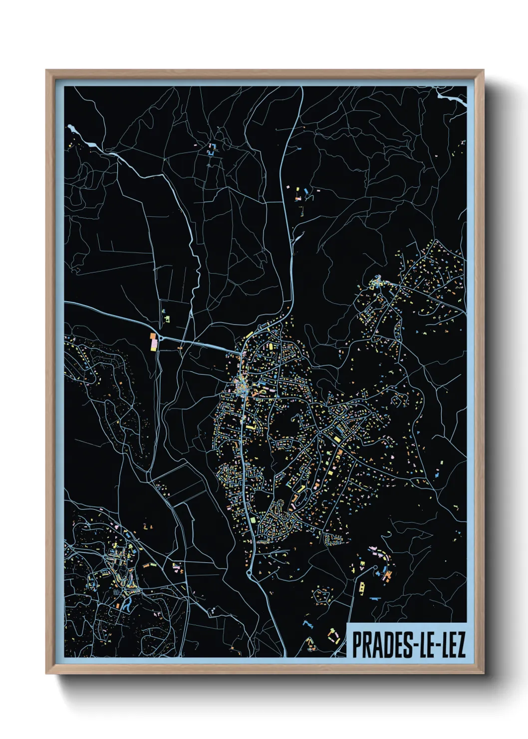 Une affiche de carte sur Prades-le-Lez