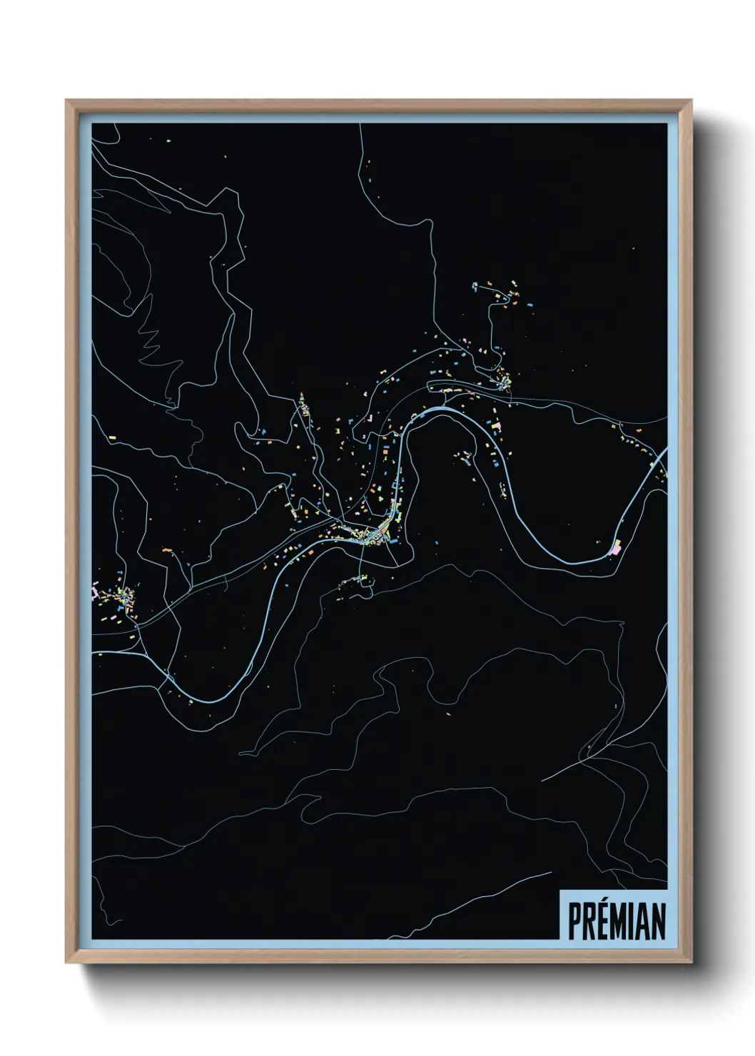 Une affiche de carte sur Prémian