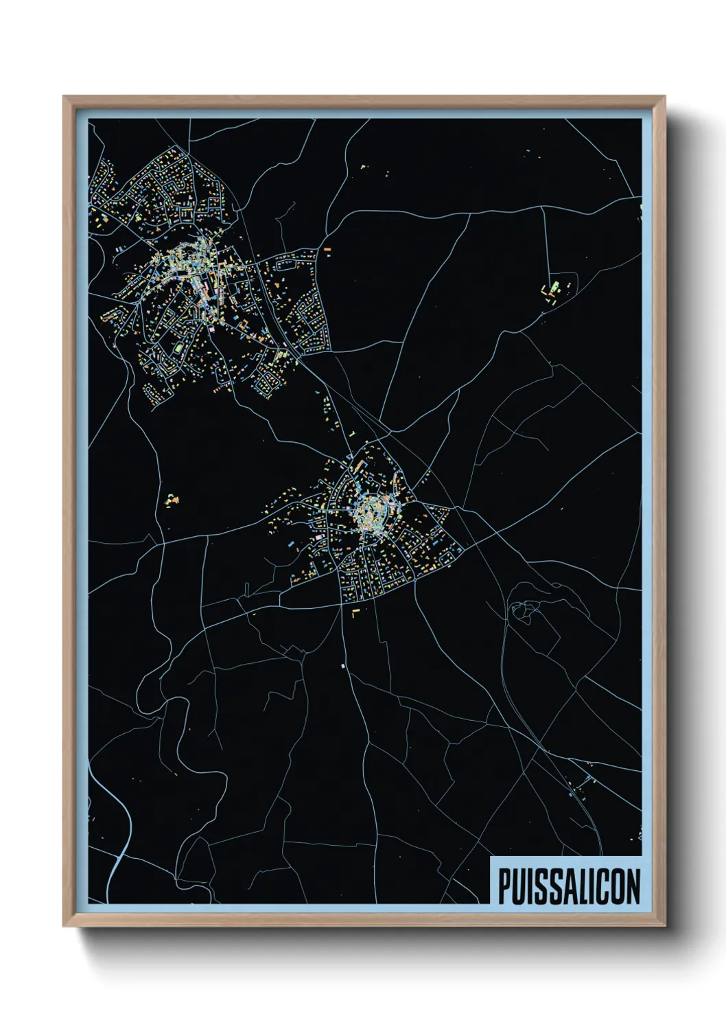 Une affiche de carte sur Puissalicon