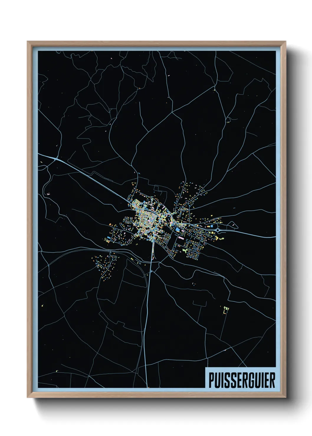 Une affiche de carte sur Puisserguier