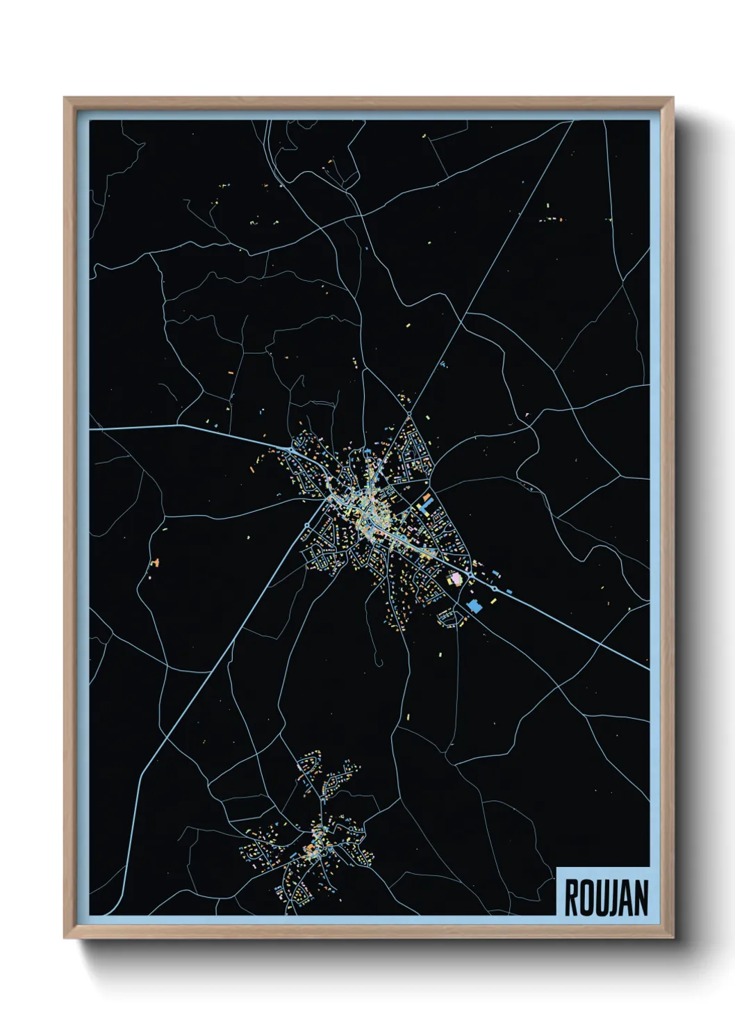 Une affiche de carte sur Roujan