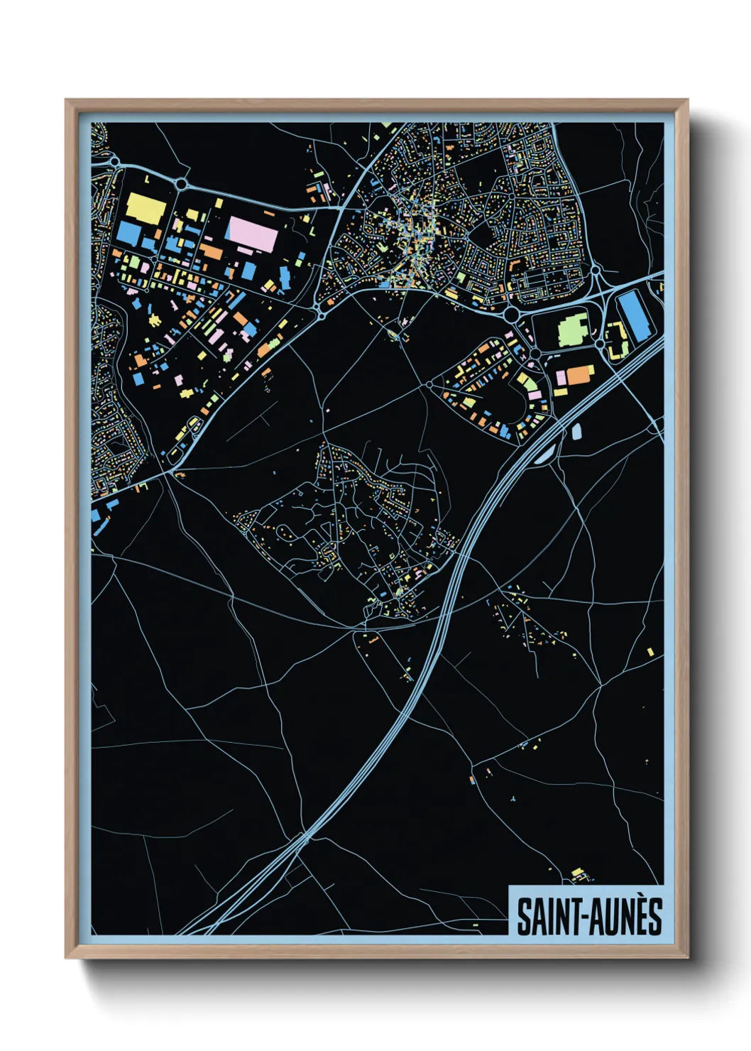 Une affiche de carte sur Saint-Aunès