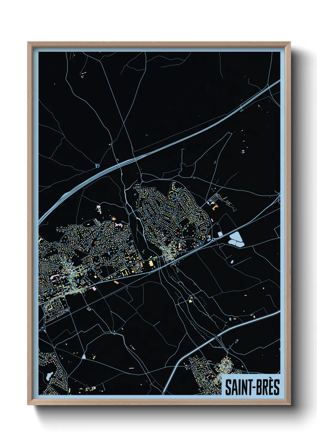 Une affiche de carte sur Saint-Brès