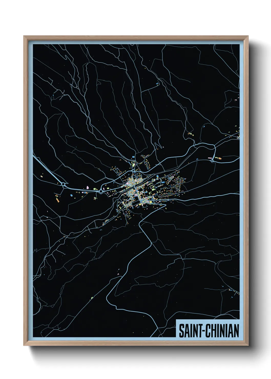 Une affiche de carte sur Saint-Chinian