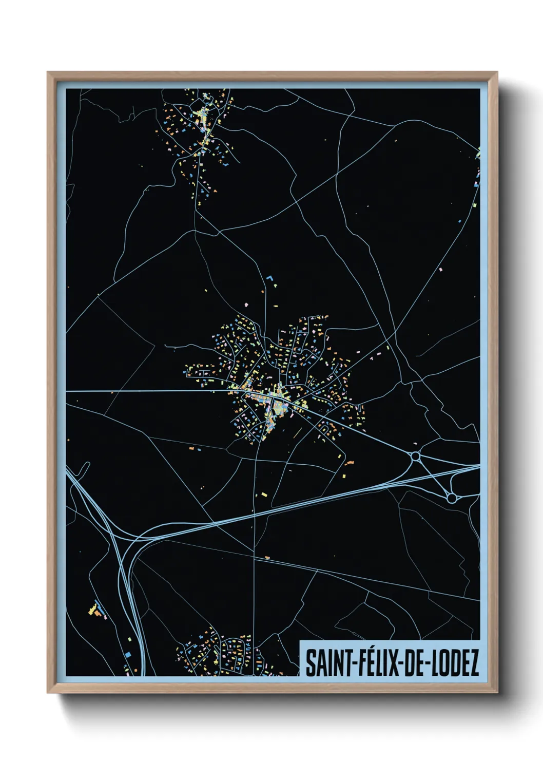 Une affiche de carte sur Saint-Félix-de-Lodez