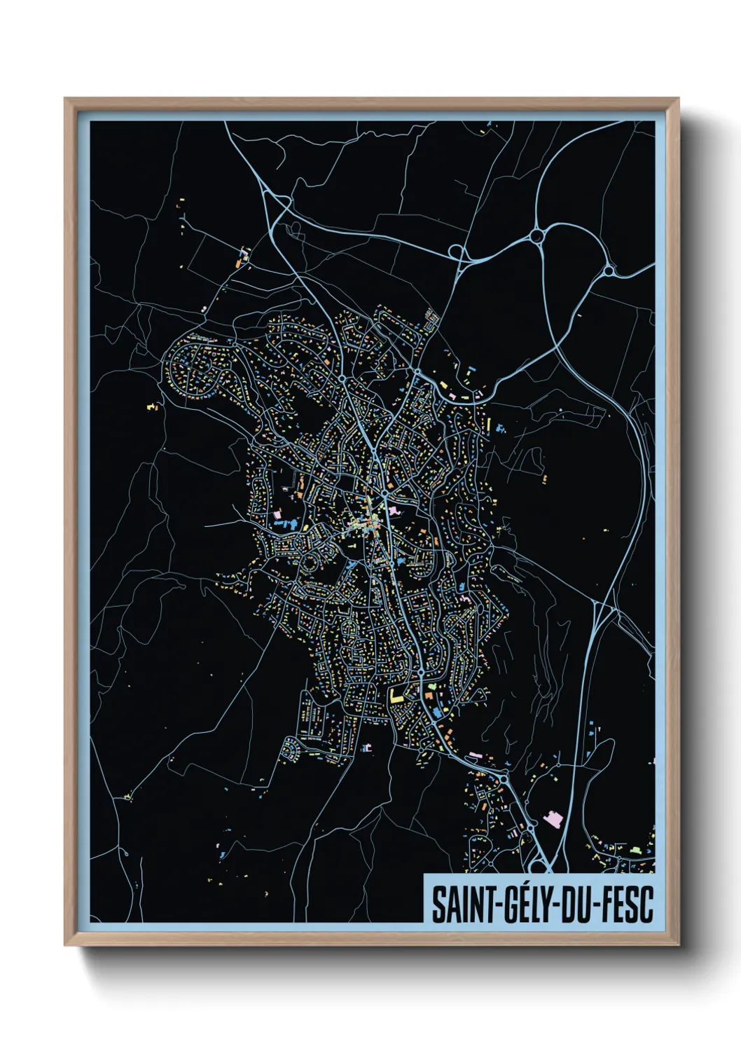 Une affiche de carte sur Saint-Gély-du-Fesc