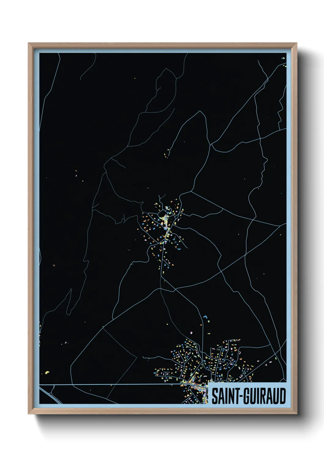 Une affiche de carte sur Saint-Guiraud