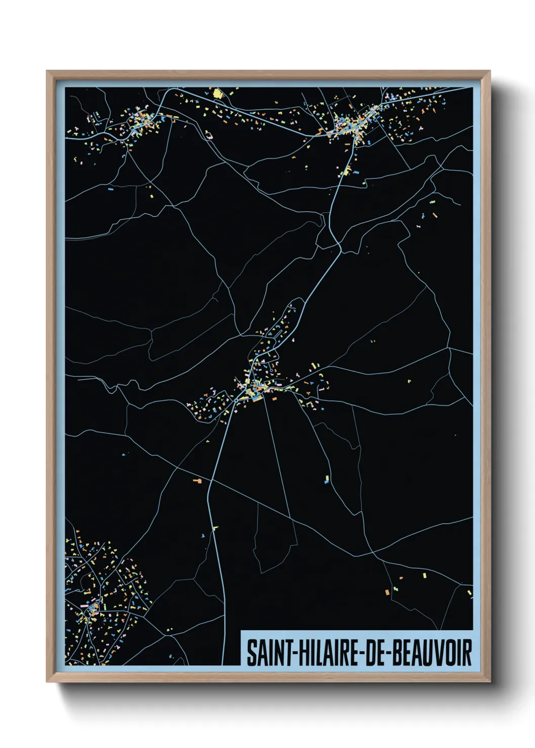 Une affiche de carte sur Saint-Hilaire-de-Beauvoir