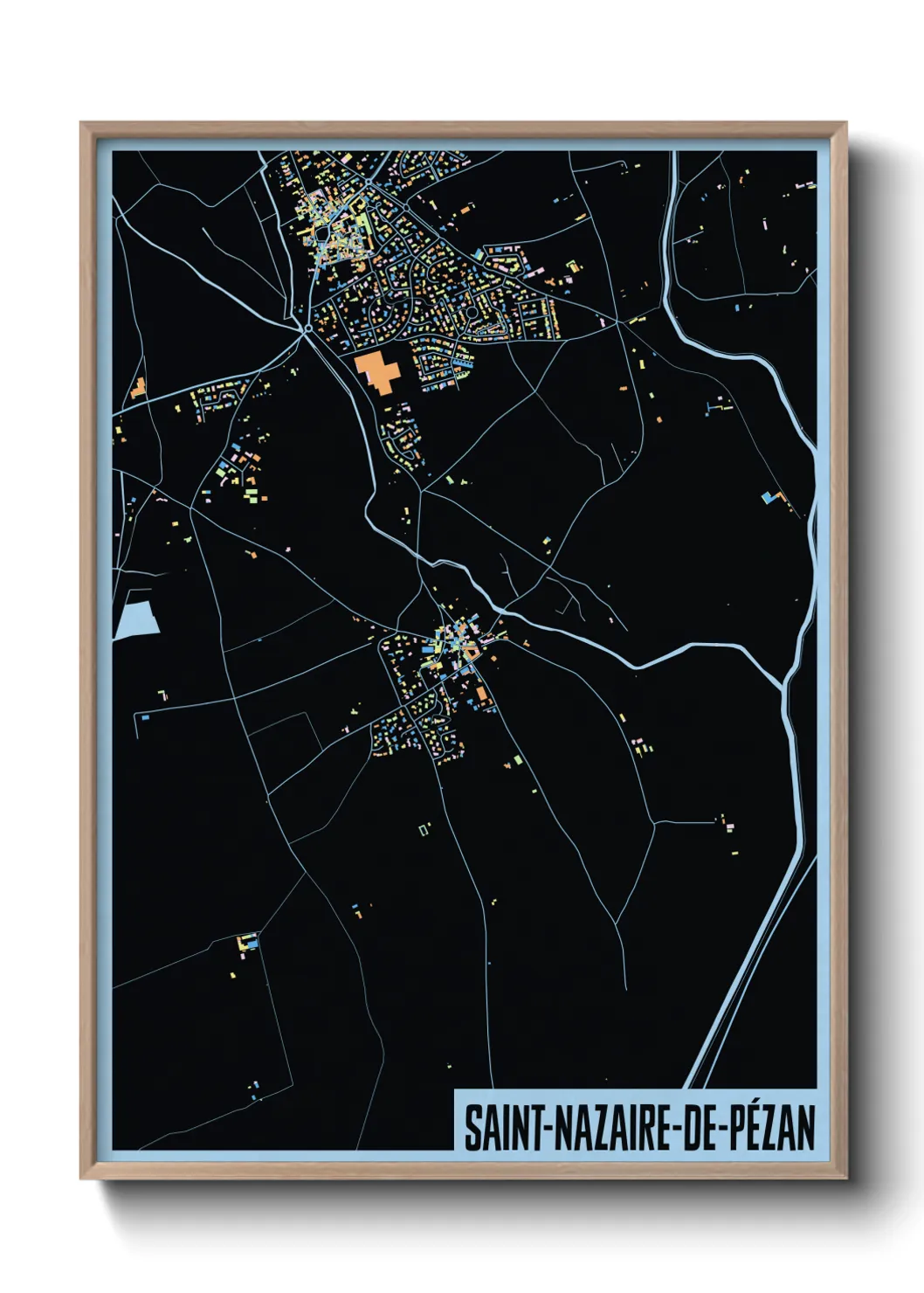 Une affiche de carte sur Saint-Nazaire-de-Pézan