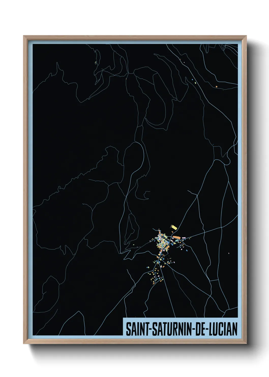 Une affiche de carte sur Saint-Saturnin-de-Lucian