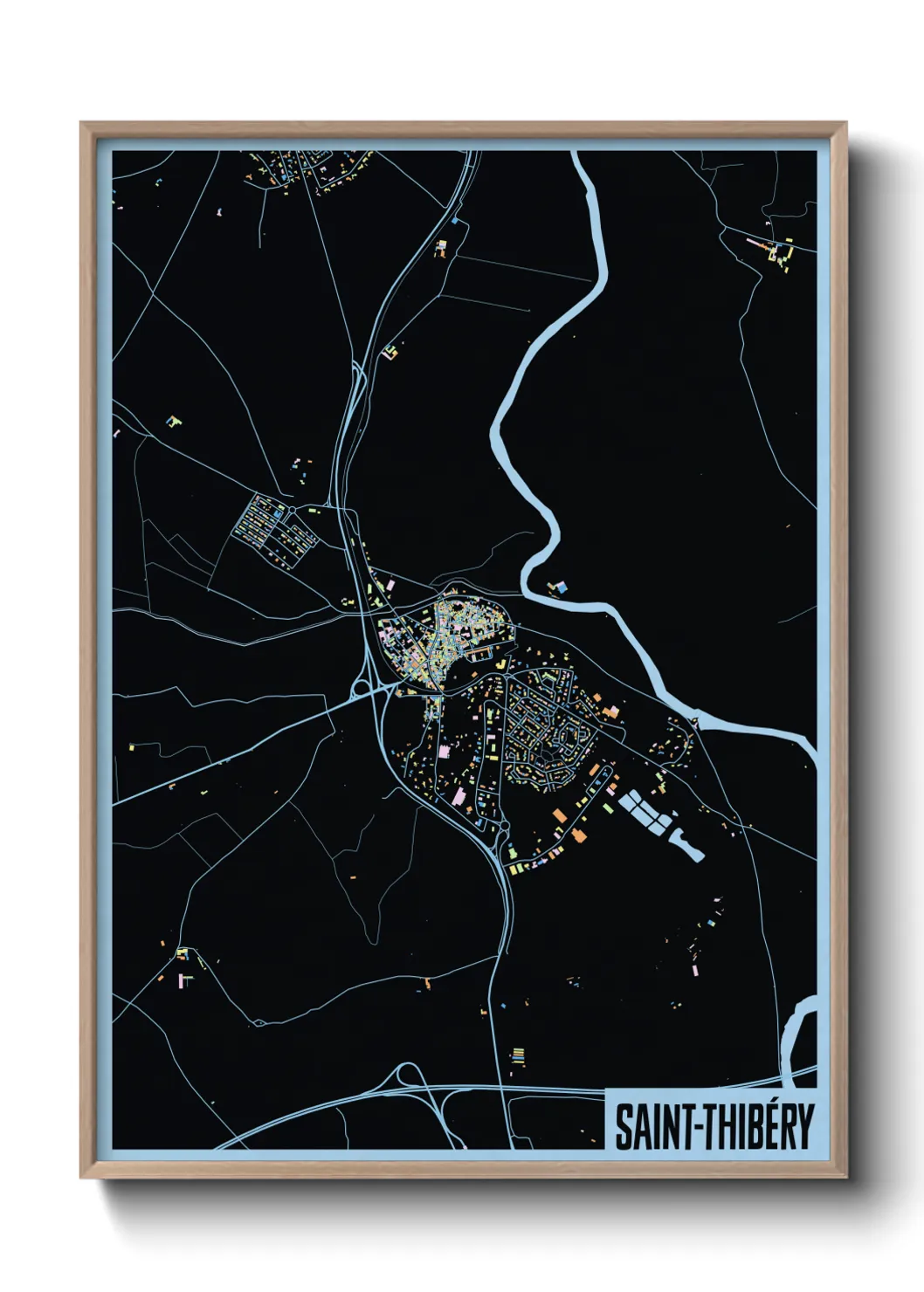 Une affiche de carte sur Saint-Thibéry