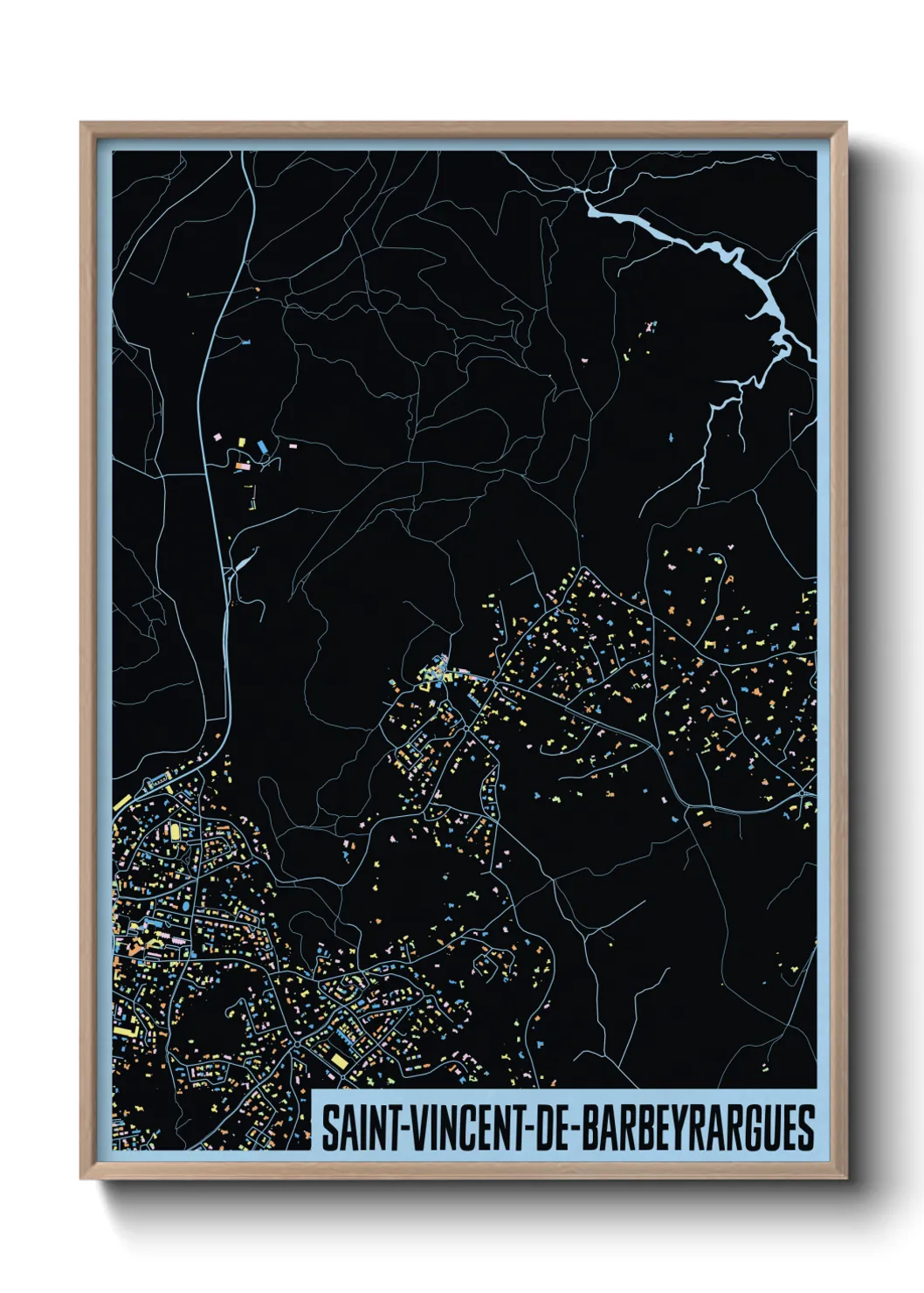 Une affiche de carte sur Saint-Vincent-de-Barbeyrargues