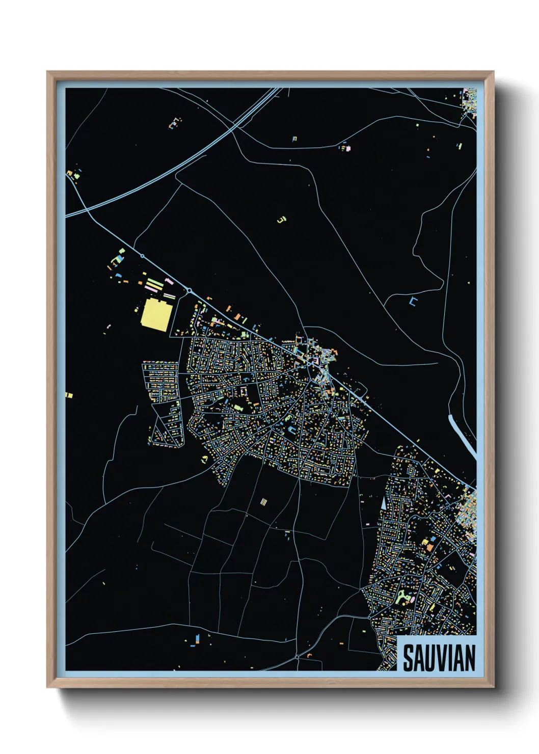 Une affiche de carte sur Sauvian